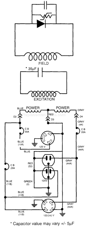 Page B Diagram and Parts List for 1356-0  Briggs and Stratton Generator